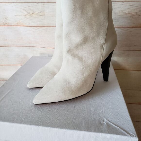 IRO Paris Suede Leather Pointy Toe Stiletto Heel Bootie Boots Light Grey Size 39 - Picture 7 of 11